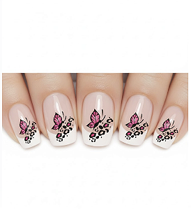 Adesivo para Unhas 3D Borboletas Bobbie Cartela 10 Adesivos C374