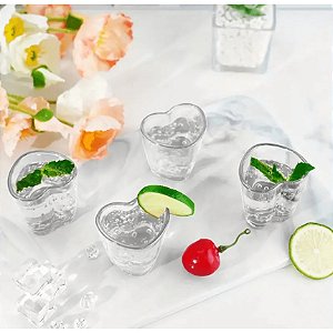 Kit 6 Copos De Shot Dose Vidro Degustação Coração 50ml Lyor