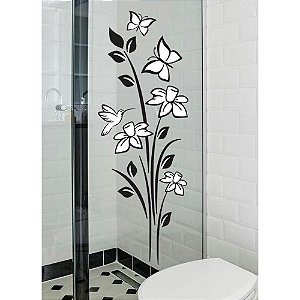 Adesivo Natureza Preto para Geladeira Paredes Box Banheiro