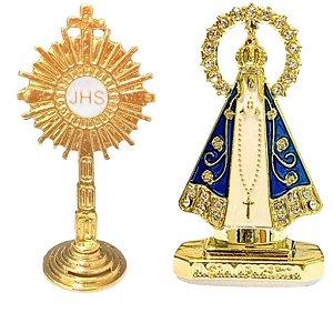 Kit Mini Nossa Senhora Aparecida + Ostensorio JHS 2 Pçs M1M2