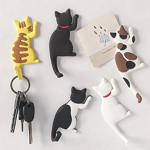 Gancho Imã Para Geladeira Emborrachado Multiuso Gatinho C2187