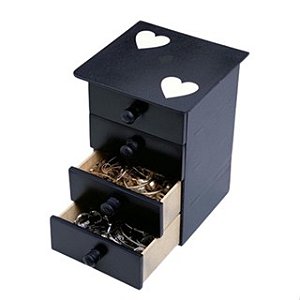 Mini Gaveteiro Com 4 Gavetas Multiuso Coração Preto
