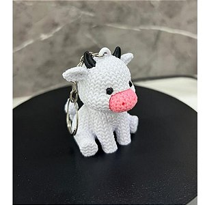 Chaveiro de Bolsa Chaves Vaquinha Fofa Branco Rosa 3D Caixa de entrada