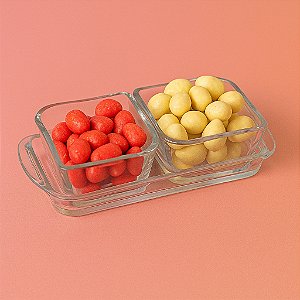 Petisqueira Molheira de Vidro 3 em 1 Com Alça Baroque