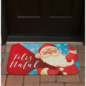 Tapete Capacho Antiderrapante Vermelho Feliz Natal Fofinho 34x60cm C719