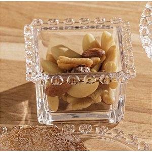 Tigela Bowl Quadrado Borda Coração de Vidro 8,5cm Lyor C1696