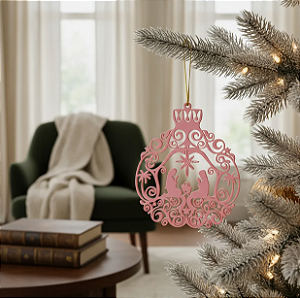 Kit 2 Pendente Enfeite Para Porta Arvore de Natal Presépio 3D