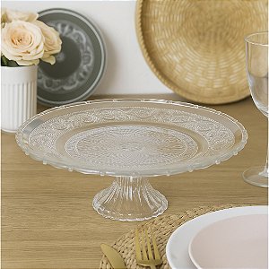 Boleira Prato Para Bolo de Vidro com Pé 30cm Angel Lyor