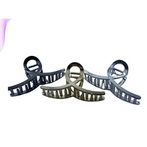 Kit 2 Presilhas Prendedor de Cabelo Metalizado Grande Tubarão C2602