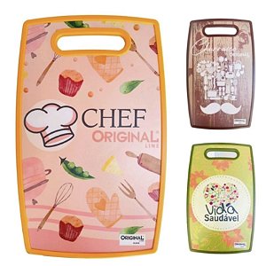 Tabua de Corte Carnes Legumes Frutas Estampada 30cm x 20cm