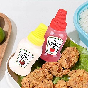 Kit 2 Frascos Bisnaga Para Molhos Ketchup Mostarda Mini R508