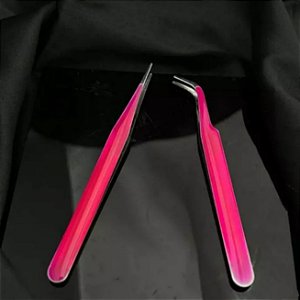 Kit 2 Pinças Curvatura e Reta Para Extensão De Cílios Polili