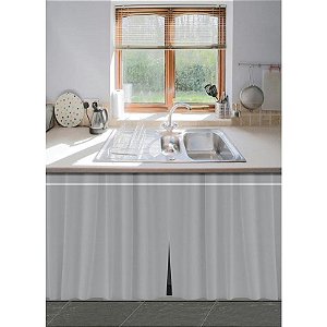 Cortina Para Pia de Cozinha Cinza 1,38x0,80m