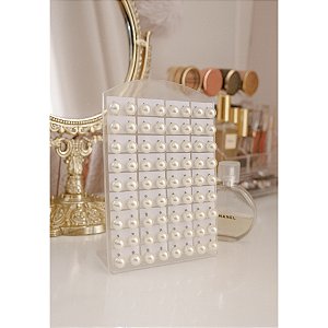 Kit 36 Pares de Brincos com Tarracha Pérolas 6mm + Mostrador