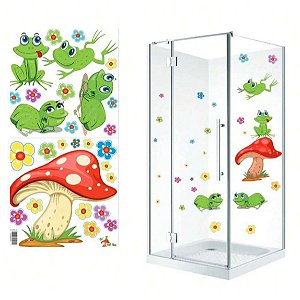 Adesivo Decorativo Para Geladeira Móveis Paredes Sapo Cogumelo Casal