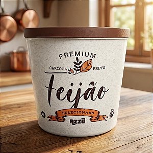 Pote de Armazenamento Hermético Premium Branco Tampa Marrom 2L Azzu