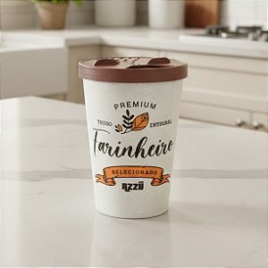 Farinheiro Premium Redondo Branco Tampa Marrom C6321