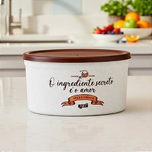 Pote Redondo Premium Branco Tampa Marrom 500 ML C0450