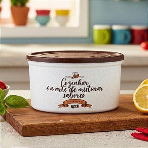 Pote Redondo Premium Branco Tampa Marrom 1800ml C0452