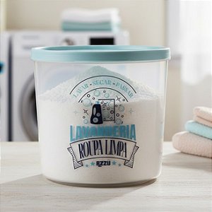 Pote Organizador Lavanderia Roupa Limpa Redondo Tampa Azul 2L R3001