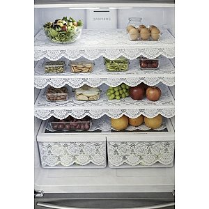 Kit 3 Toalhas de Geladeira em Renda Branca 37 x 62cm JCM