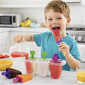 Kit 6 Forminhas para Picolé Sorvete Animais Coloridos R102