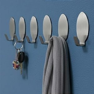 Kit 6 Ganchos de Aço Inox Fixação Adesiva Suporta Até 2,5kg Top23