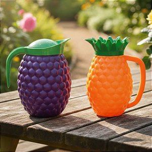 Kit 2 Jarras para Suco com Alça 1,5L Modelo Uva e Abacaxi Grande Família