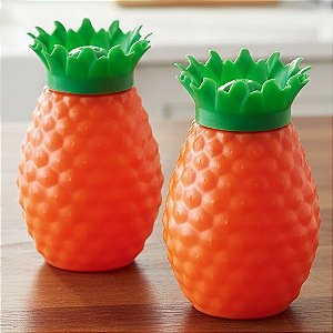 Kit Saleiro + Paliteiro de Plástico Modelo Abacaxi 130ml C02