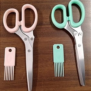 Tesoura de Picotar Alimentos 3 Lâminas + Escova de Limpeza 2 peças Y888