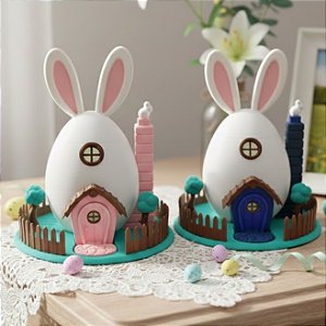 Casinha do Coelho da Páscoa Decorativa Presente Completa 3D