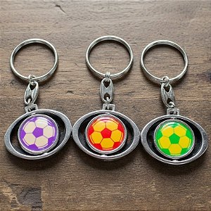 Kit 2 Chaveiro Bola de Futebol Giratório de Metal Resistente