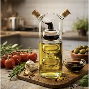 Galheteiro De Vidro Porta Azeite Vinagre 2 Em 1 70ml e 280ml Allmix