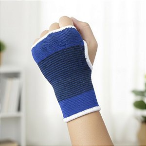 Par de Munhequeira Tensor Protetor de Mão Pulso Flexível Azul MA41