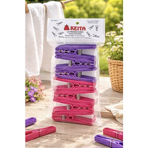 Kit 24 Prendedor de Roupa Grande Plástico Mola Reforçada PRO3F