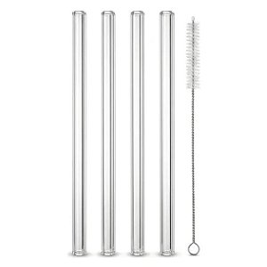 Kit 4 Canudos de Vidro Reutilizável + Escova de Limpeza 20cm C82