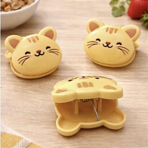 Kit 6 Prendedor Pegador Fecha Saco Gatinhos Amarelo 527K