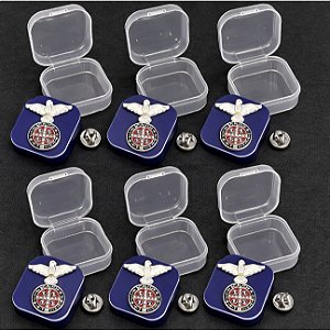 Kit 6 Broche Botton Espirito Santo Com Medalha São Bento + Caixinha