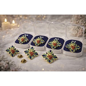 Kit 6 Broche Botton Sagrado Coração de Jesus + Caixinha