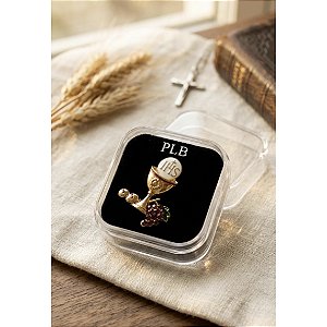 Broche Botton de Metal Eucaristia Santa Ceia JHS + Caixinha