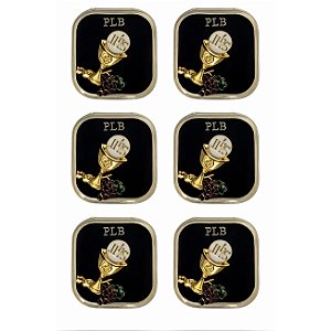 Kit 6 Broche Botton de Metal Eucaristia Santa Ceia JHS + Caixinha