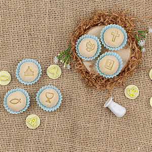Kit 6 Carimbos Batizado 2cm Para Doces e Brigadeiros Blue Star