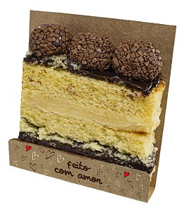EMBALAGEM P/ SLICE CAKE KRAFT C/ CELOFANE AMOR DOCE C/ 10 UN