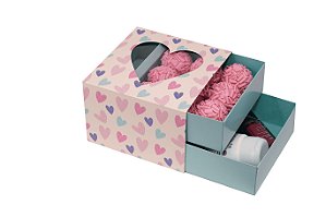 CAIXA GAVETA DUPLA C/ VISOR AMOR EM CORES PCT C/ 10 UNIDADES