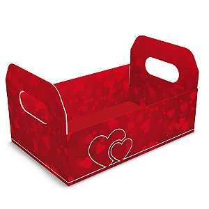 CESTA CAIXOTE P/ PRESENTE (M) 12x22x14cm AMOR PCT C/ 10 UN