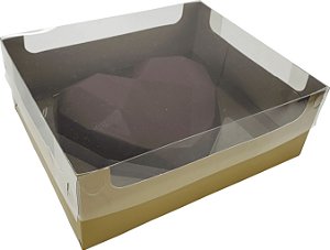CAIXA P/ CORACAO LAPIDADO CHOCOLATE 500G COR OURO C/ 10 UN