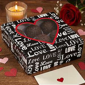 10 Caixas Gaveta Com Visor Coração Para 9 Doces Love Night Presente Dia Dos Namorados Embalagem Encomendas C1689 Ideia