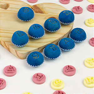Kit 32 Carimbos Letras Fofas 2cm Rosa Bebê Blue Star