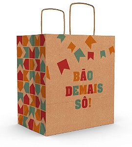 SACOLA KRAFT JUNINA (PPQL) "BÃO DEMAIS SÔ" PCT C/10 UNIDADES