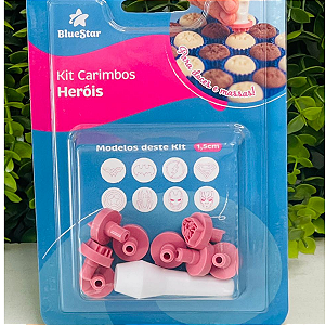 Kit Carimbos Heróis Rosa Bebê Blue Star